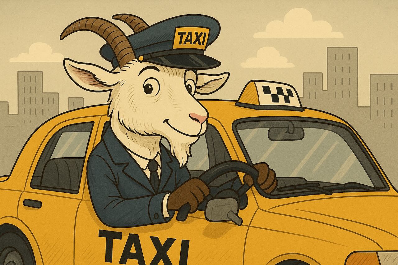 Goats driving taxis