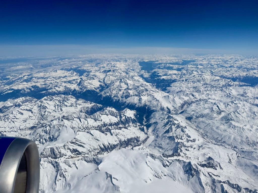Flying over the alps on our way to Milan