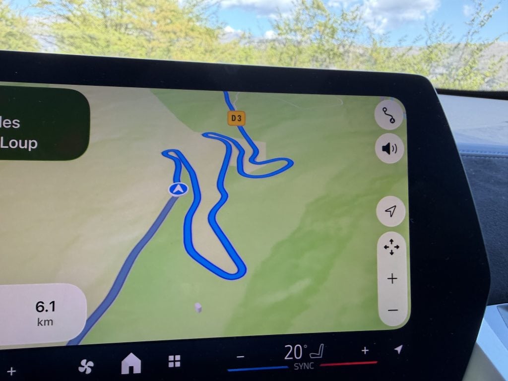 The GPS showing how twisty and windy the road is up ahead.