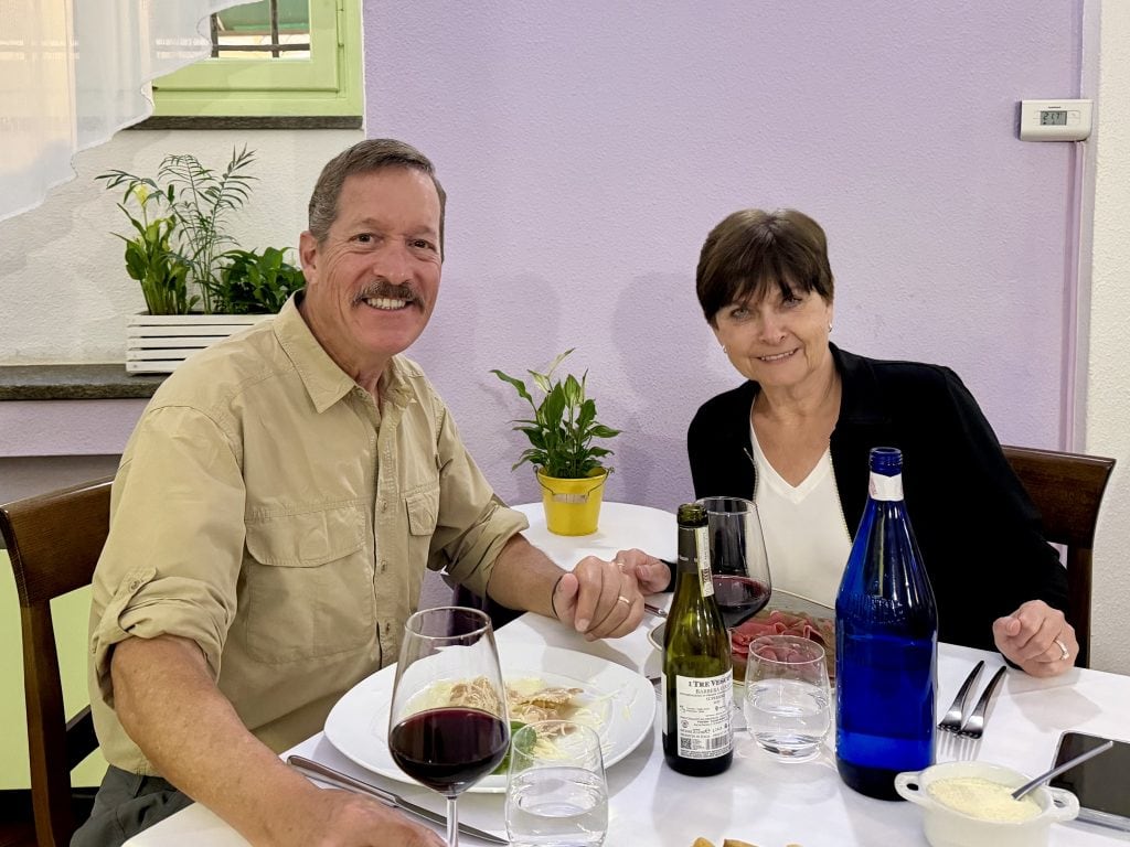 Scott and Karen at dinner.