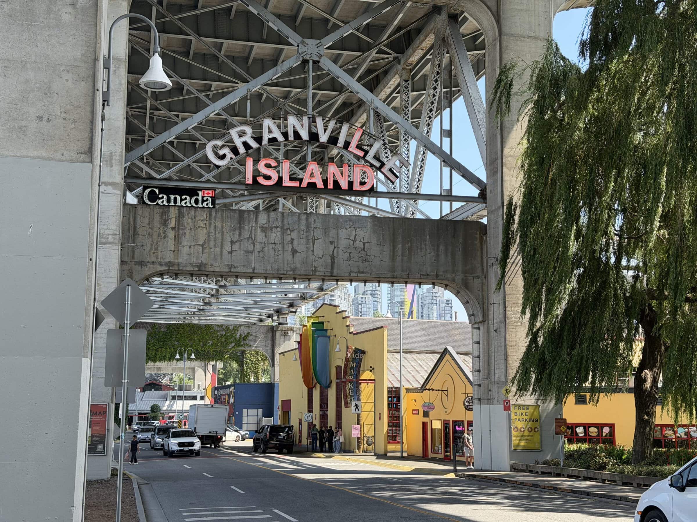 The iconic sign at the entrance to Vancouver's Granville Island