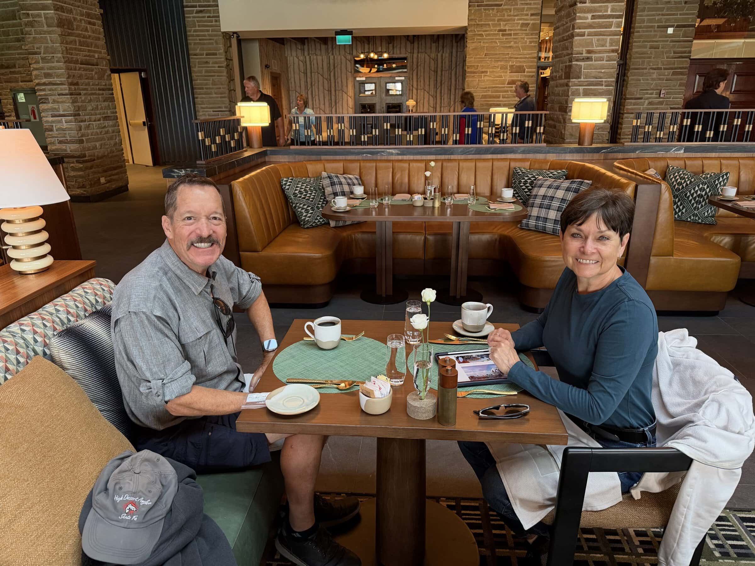 Having breakfast in the main dining room at the Fairmont Jasper Park