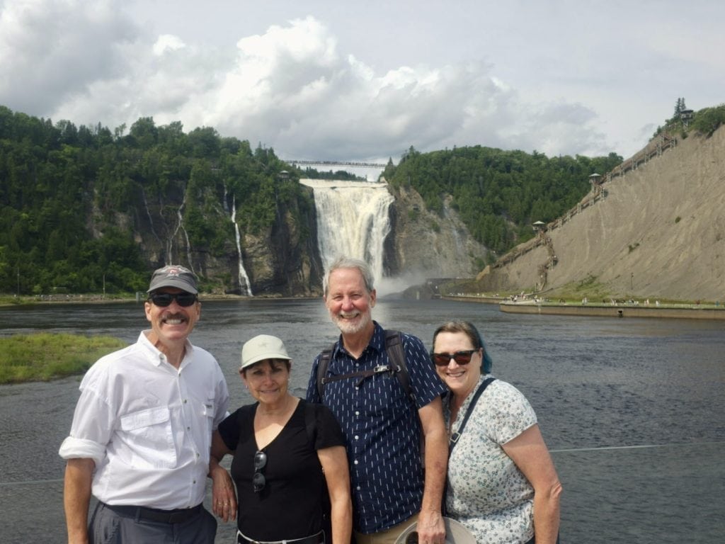 The four of us in front of Montmorency Falls