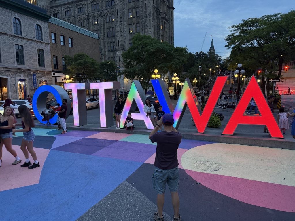 A big sign with colorful letters that says Ottawa