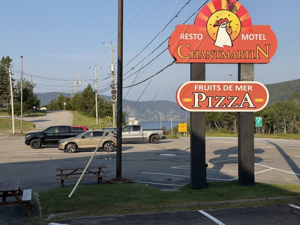The sign for our motel for the night
